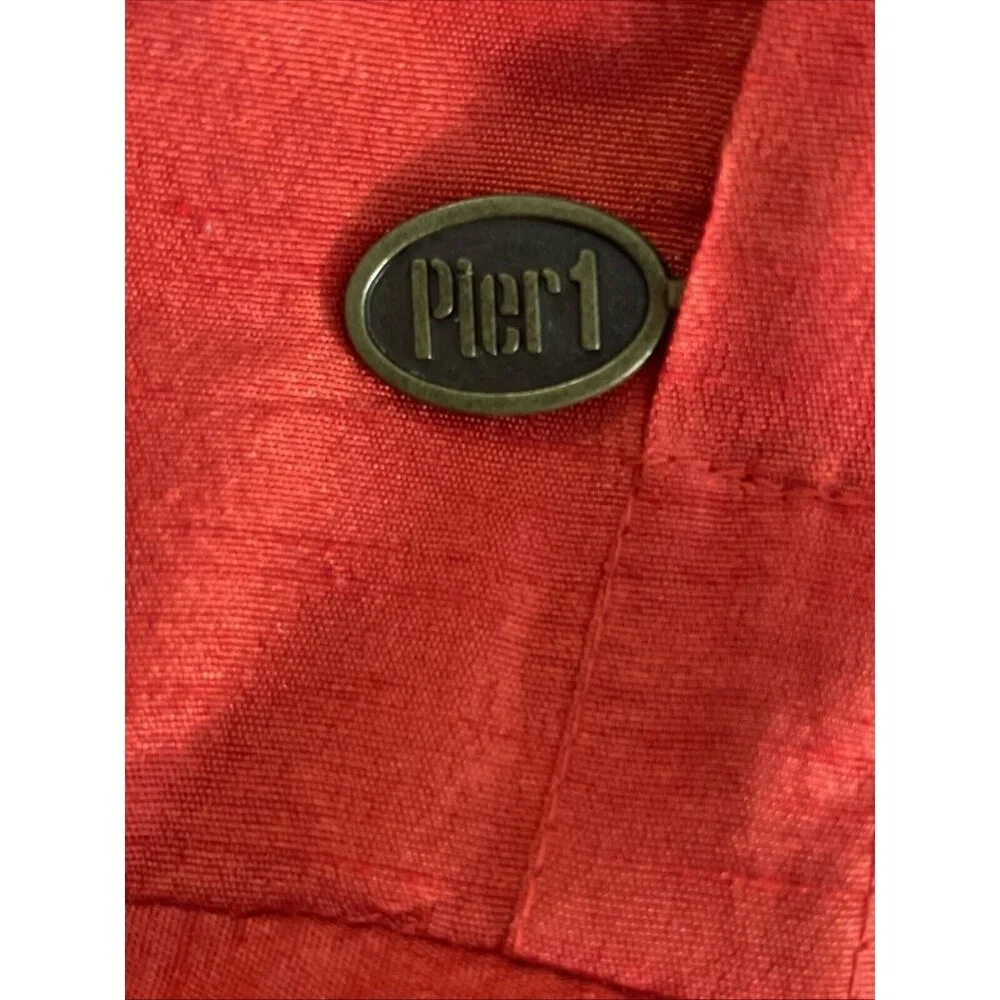 Pier 1 Embroidered Floral Appliqué Case Only Red‎ Blue Green Yellow 18X 18 Satin